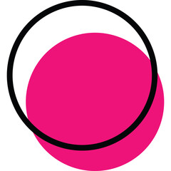 Abstract Geometric Design with Black Circle Overlapping a Pink Circle on Transparent Background Minimalist Modern Art