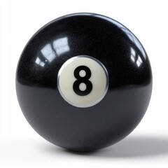 Classic black eight ball for billiards game isolated on pristine background isolated on white background