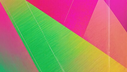 Abstract geometric background with vibrant pink, green, and yellow hues.