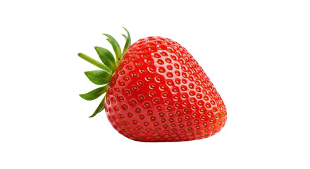 Juicy fresh ripe red strawberry with green stem healthy summer fruit ingredient isolated PNG with Transparent Background