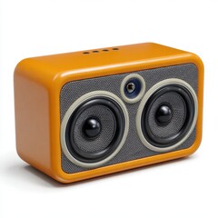 Stylish orange portable bluetooth speaker for wireless audio enjoyment. isolated on white background