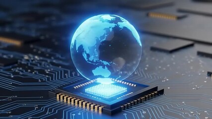 Global Tech World on Chip with AI, and Future. - Powered by Adobe