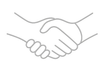 Obraz premium Handshake line art representing agreement, partnership and collaboration, on transparent background