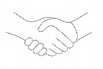 Handshake line art representing agreement, partnership and collaboration, on transparent background