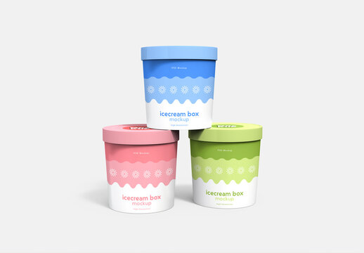 Stacked Ice Cream Box Mockup Template