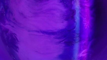Vibrant fluorescent spatter. Flowing texture. Defocused purple blue color ink in chemical water rainbow light stripes floating on abstract background. - Powered by Adobe