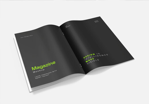 Open Magazine Mockup PSD Template