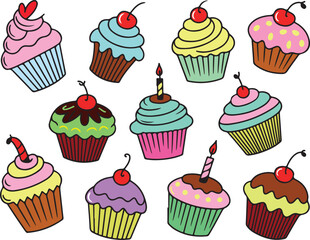 Colorful Cupcakes vector
