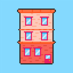 Pixel art Hotel Building game asset design