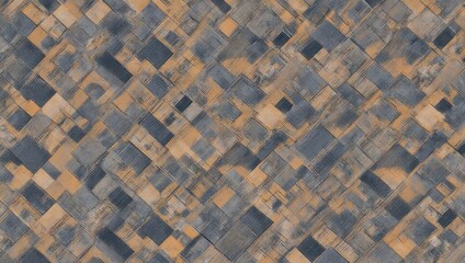 Abstract geometric pattern with overlapping squares in muted earth tones.