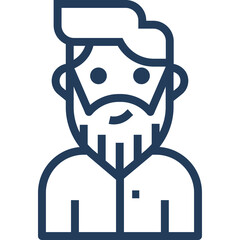 Flat Icon of a Bearded Man With A Stylish Hairstyle and a Shirt on a Transparent Background