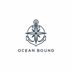 Anchor and Compass Rose Logo Design for Ocean Bound Brand.