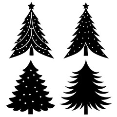 Obraz premium set of christmas trees silhouette vector set for creative designers and print use.