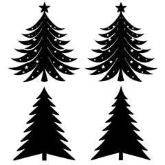 Obraz premium christmas trees set vector design for festive greeting cards and seasonal artwork.