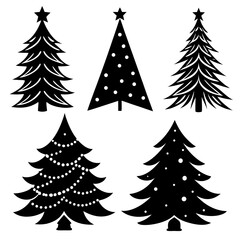 Obraz premium christmas trees set silhouette design bundle perfect for social media, cards, and winter décor.