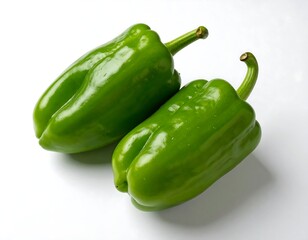 Two vibrant green, bell-shaped, fresh vegetables isolated on white