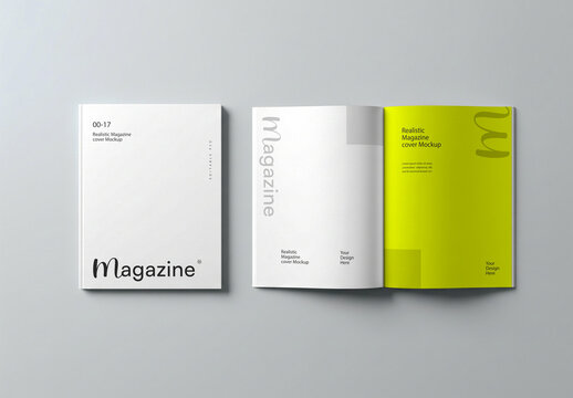 Isolated Magazine Cover and Open Magazine Mockup