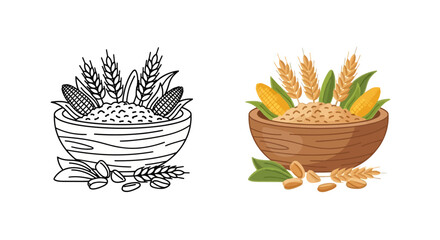 A side by side comparison of a pizza outline and a colorful pizza