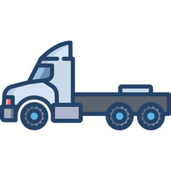 Flatbed Truck Cab and Chassis Vector Illustration with Transparent Background