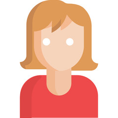 Flat icon portrait of a person with short blond hair wearing a red shirt on a transparent background simple cartoon avatar illustration for web and graphic design