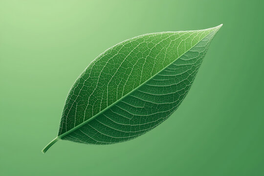 Lush green leaf with detailed venation and fresh texture on a verdant background - Powered by Adobe