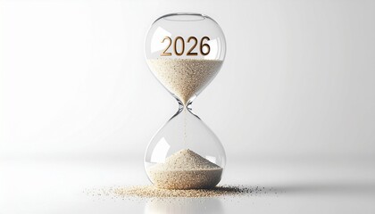 Countdown to 2026 with Elegant Hourglass Symbolizing Future Milestones and Deadlines, Perfect for Business Planning, Time Management, and Financial Projections