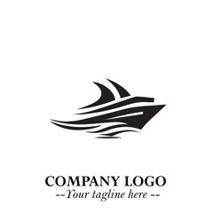 Ship Moving Fast Logo Symbol in Black on the White Background with Modern Maritime Design