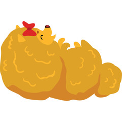 Fluffy Orange Dog With A Red Bow On Its Head Rolling Around On A Transparent Background