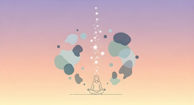 mental health peace meditation mindfulness calm relief stress management wellness therapy illustration