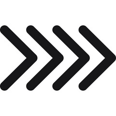 Four Black Chevron Arrows Pointing Right On Transparent Background Isolated Graphic Element For Forward Motion And Direction