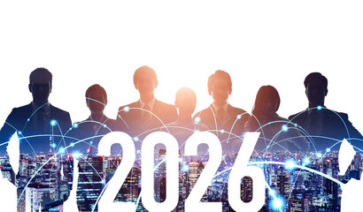 Multinational people and networks. 2026 New Year concept. New year's card 2026.