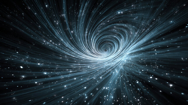 A dynamic time warp visualized as a swirling light vortex, glowing with motion and depth—blending sci-fi energy, luminescent trails, and a sense of bending space-time.
