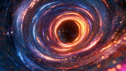 A dynamic time warp visualized as a swirling light vortex, glowing with motion and depth—blending sci-fi energy, luminescent trails, and a sense of bending space-time.
