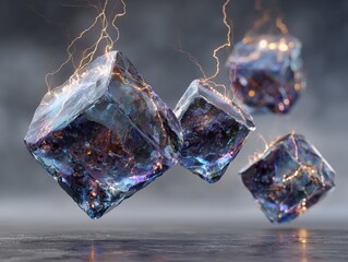 Futuristic quantum chip made of floating sapphire crystals