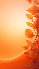 Warm gradient background with orange leaves gently cascading along the right