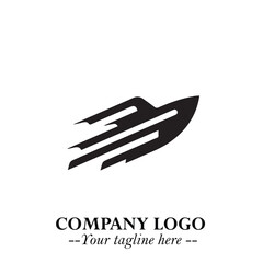 Ship Moving Fast Logo Symbol in Black on the White Background with Modern Maritime Design