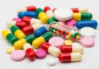 Colorful assortment of pills capsules and tablets