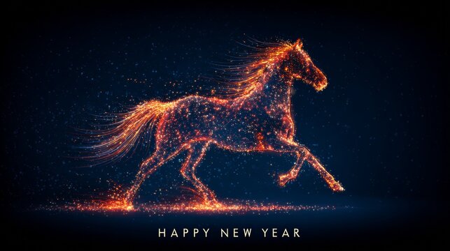Holiday fireworks creating majestic horse shape