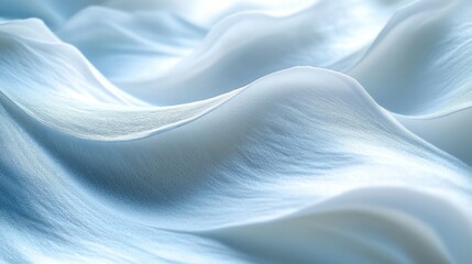 Abstract, flowing, pale blue and white layered shapes with soft lighting and a blurred focus