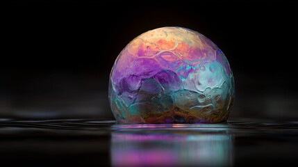 Abstract liquid mercury planet with melting surface