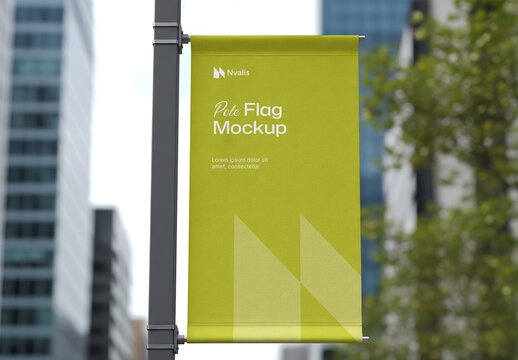 Street Pole Flag Mockup Template
