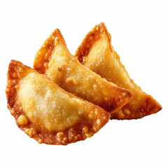 Crispy fried dumplings with golden brown texture isolated on transparent background
