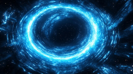 A mesmerizing vortex of glowing rings swirling in dark space, radiating light and depth like an energy portal or galactic spiral.

