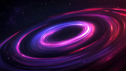 A mesmerizing vortex of glowing rings swirling in dark space, radiating light and depth like an energy portal or galactic spiral.