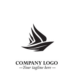 Ship Moving Fast Logo Symbol in Black on the White Background with Modern Maritime Design