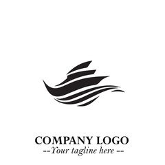 Ship Moving Fast Logo Symbol in Black on the White Background with Modern Maritime Design