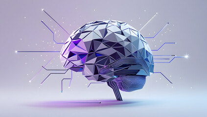 Polygonal brain with digital connections representing artificial intelligence