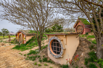 Small houses like they belong to Hobbits in Rizhao city, Shandong province, China