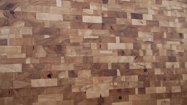 Reclaimed wood tiles arranged in a brick pattern