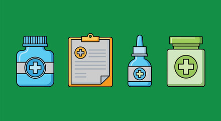 Medicine bottle and prescription for health care, first aid concept